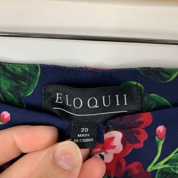 Eloquii Plus Size Katy Ankle Work Pants in Navy and Pink Floral - Picture 9 of 12